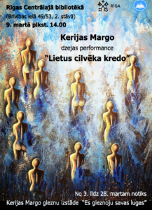 Kerijas Margo gleznu izstāde “Es gleznoju savas lugas” un performance